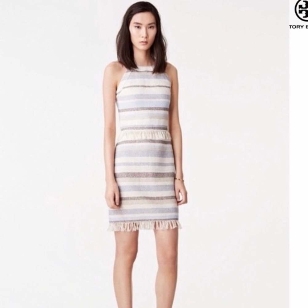 Tory Burch fringe trim cotton sleeveless dress 2